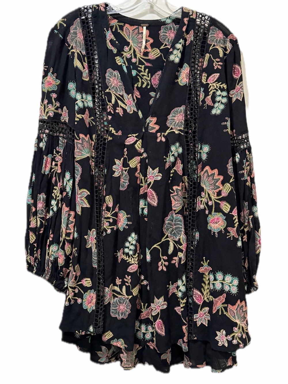 Free People XS Just the Two of Us Floral Tunic Long Sleeve Boho B11